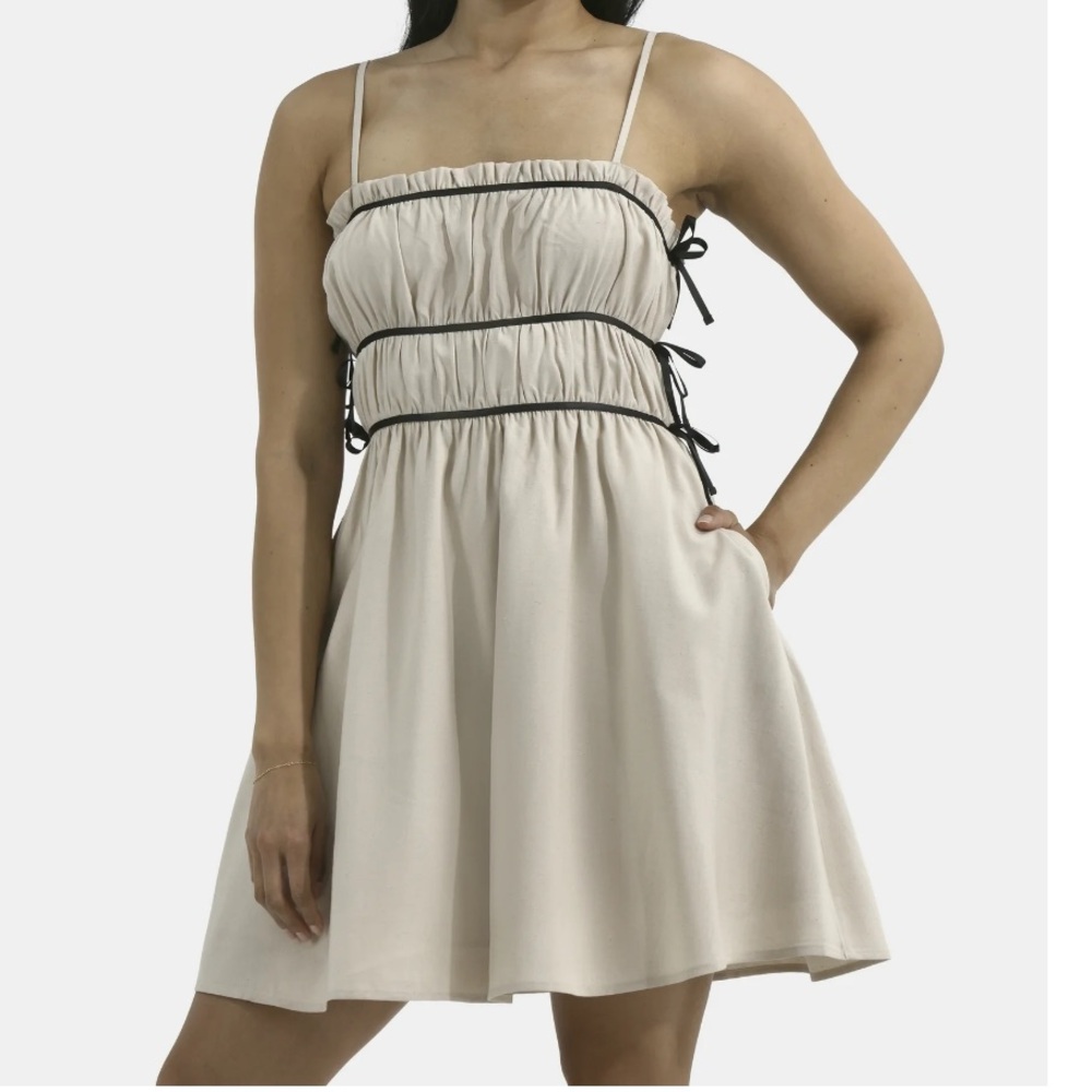 No Boundaries Cream Dress with Black Accents